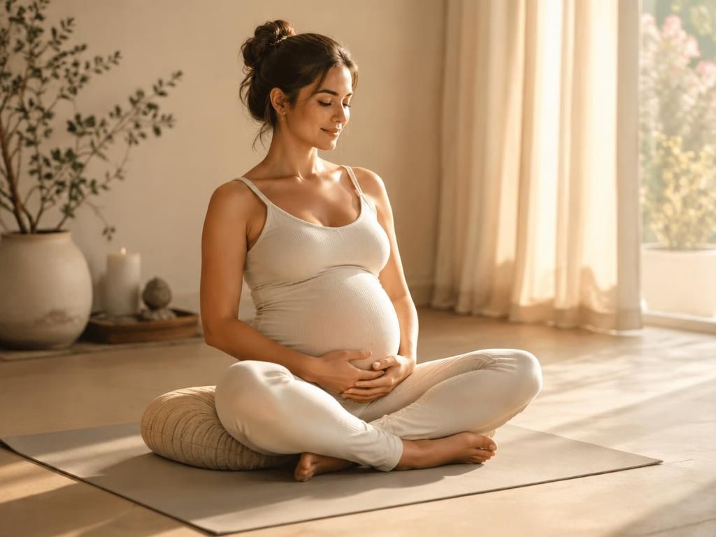 A gentle prenatal yoga setting